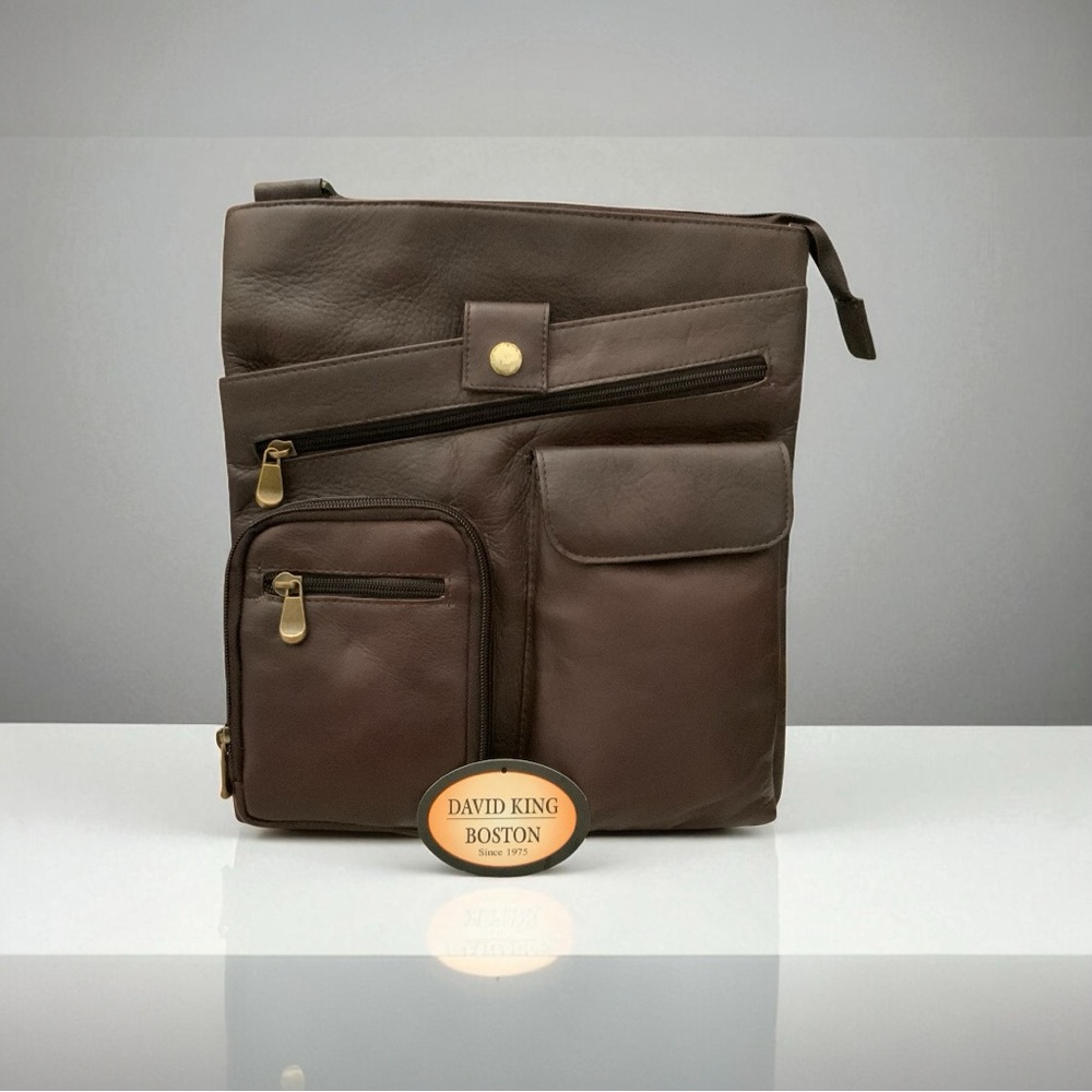 David King Boston-Small Vertical Messenger Bag-Genuine Leather-Retail $120-EUC